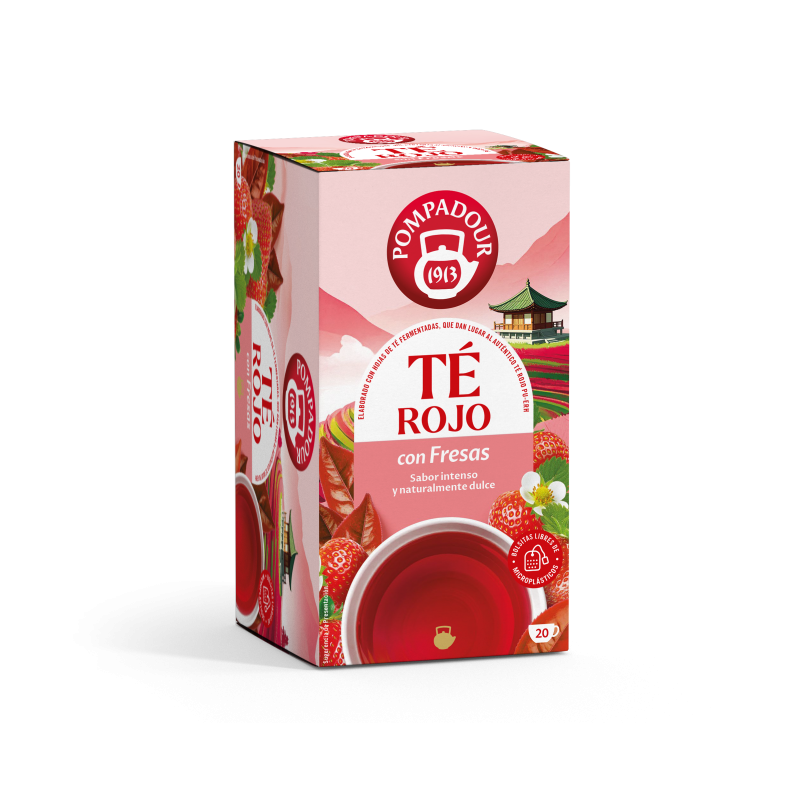te rojo con fresas pompadour