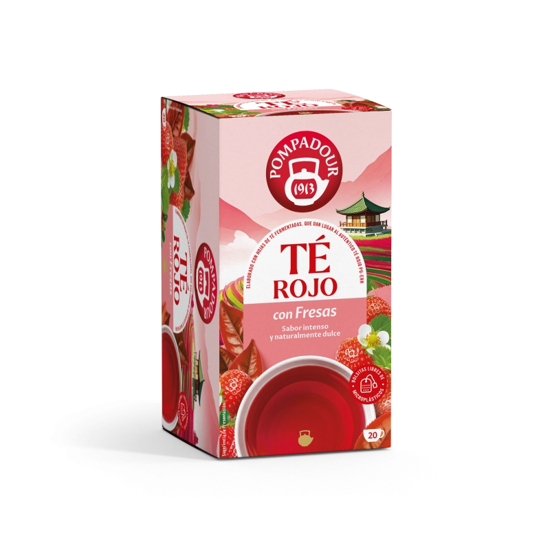 te rojo con fresas pompadour