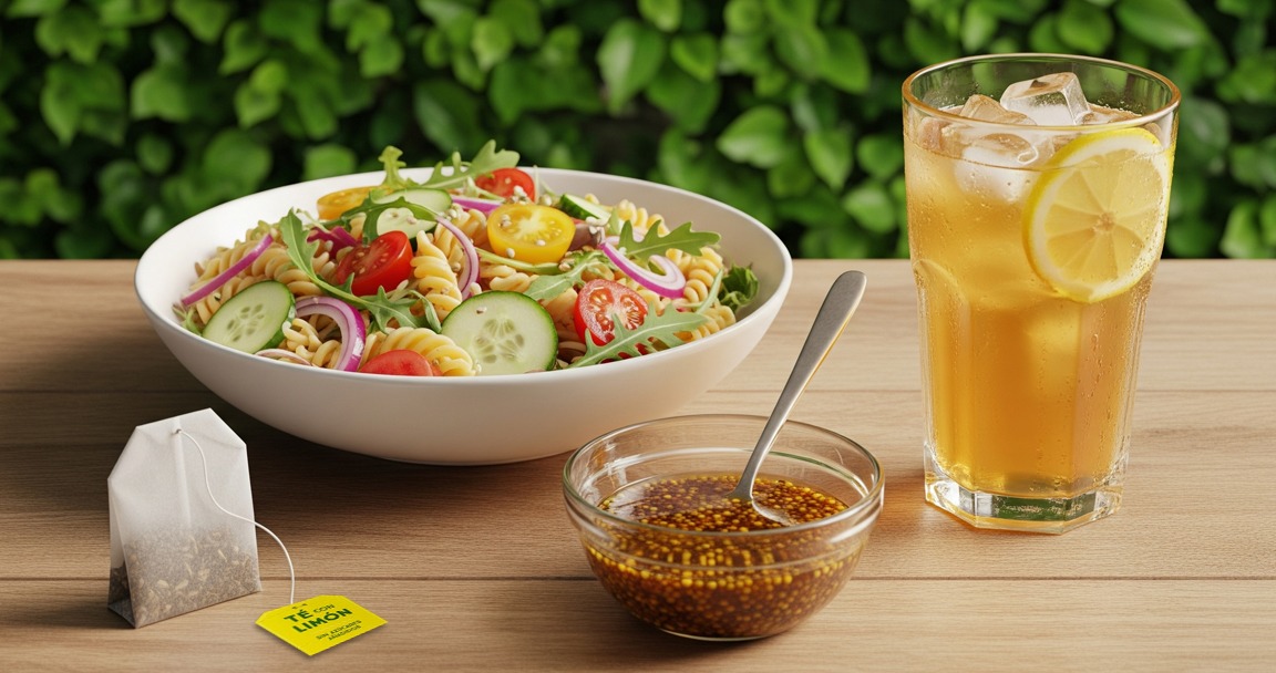 Ensalada de pasta con vinagreta de té con limón: un twist ligero y delicioso